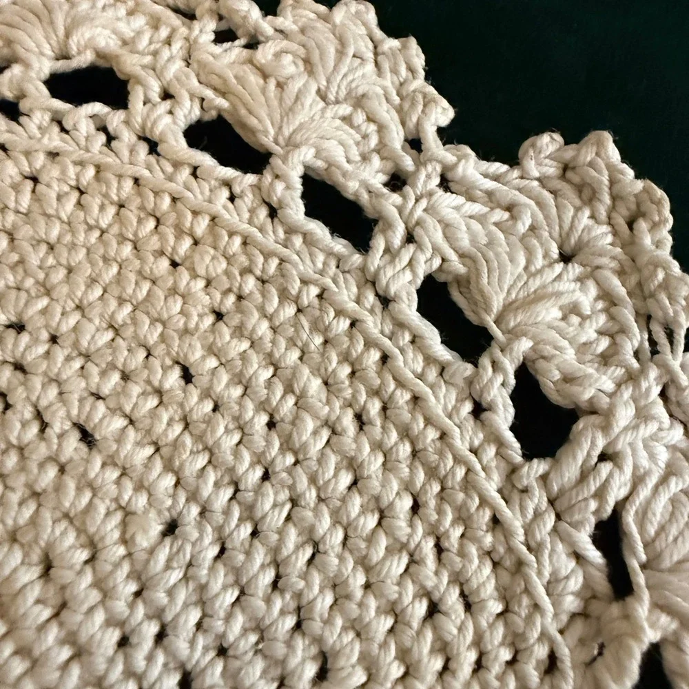 Vintage‎ Paper White Linen Lace Table Decor Set White Cream Blue 4 Piece